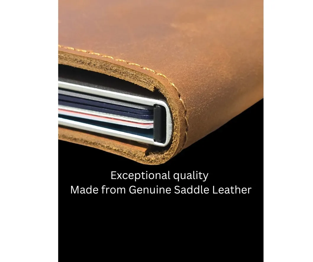 Hammer&Hide Genuine Saddle Leather Pop Up Wallet- Unisex