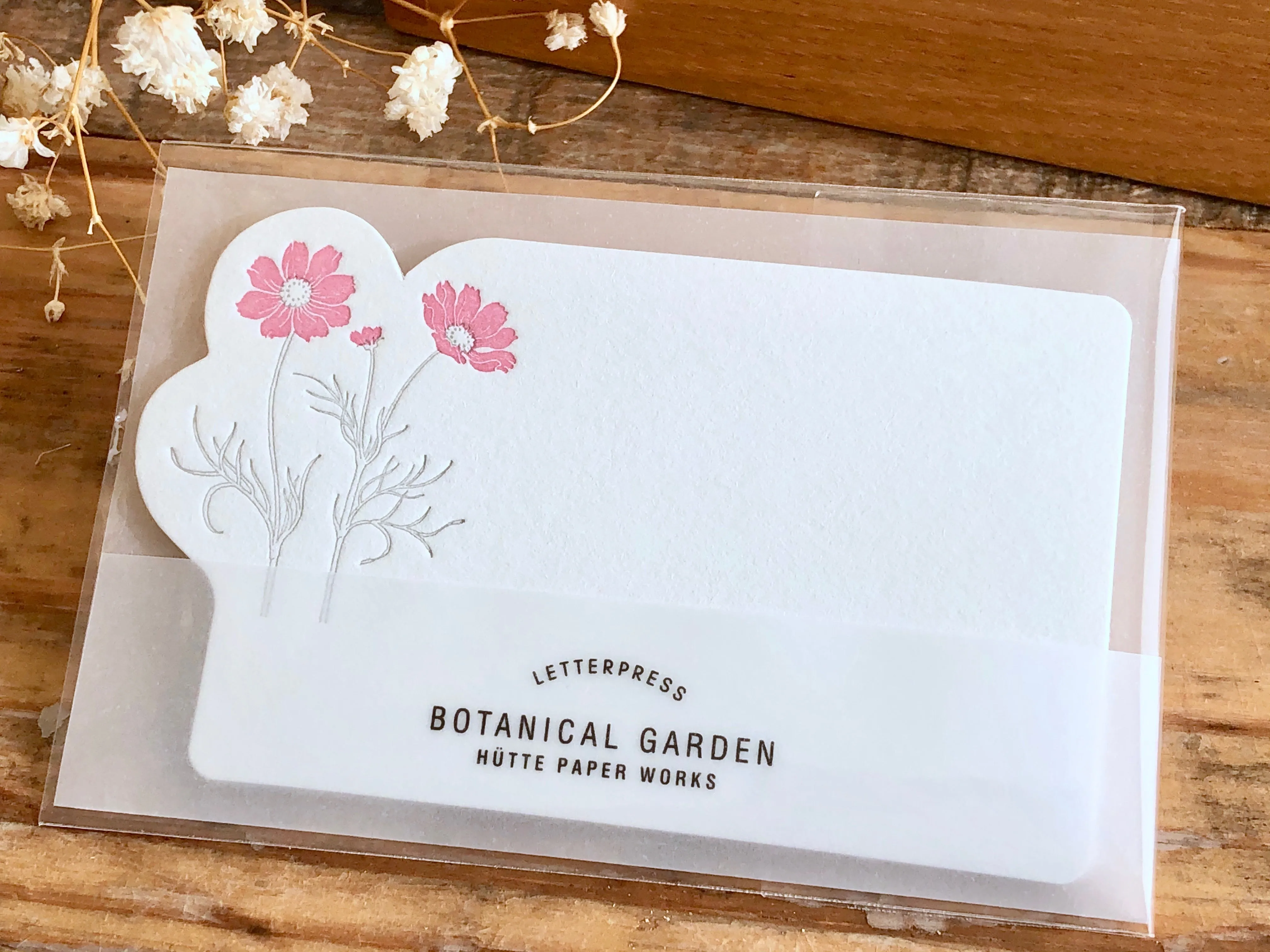 High Quality Letterpressed Washi Flora Mini Message Cards - Cosmos