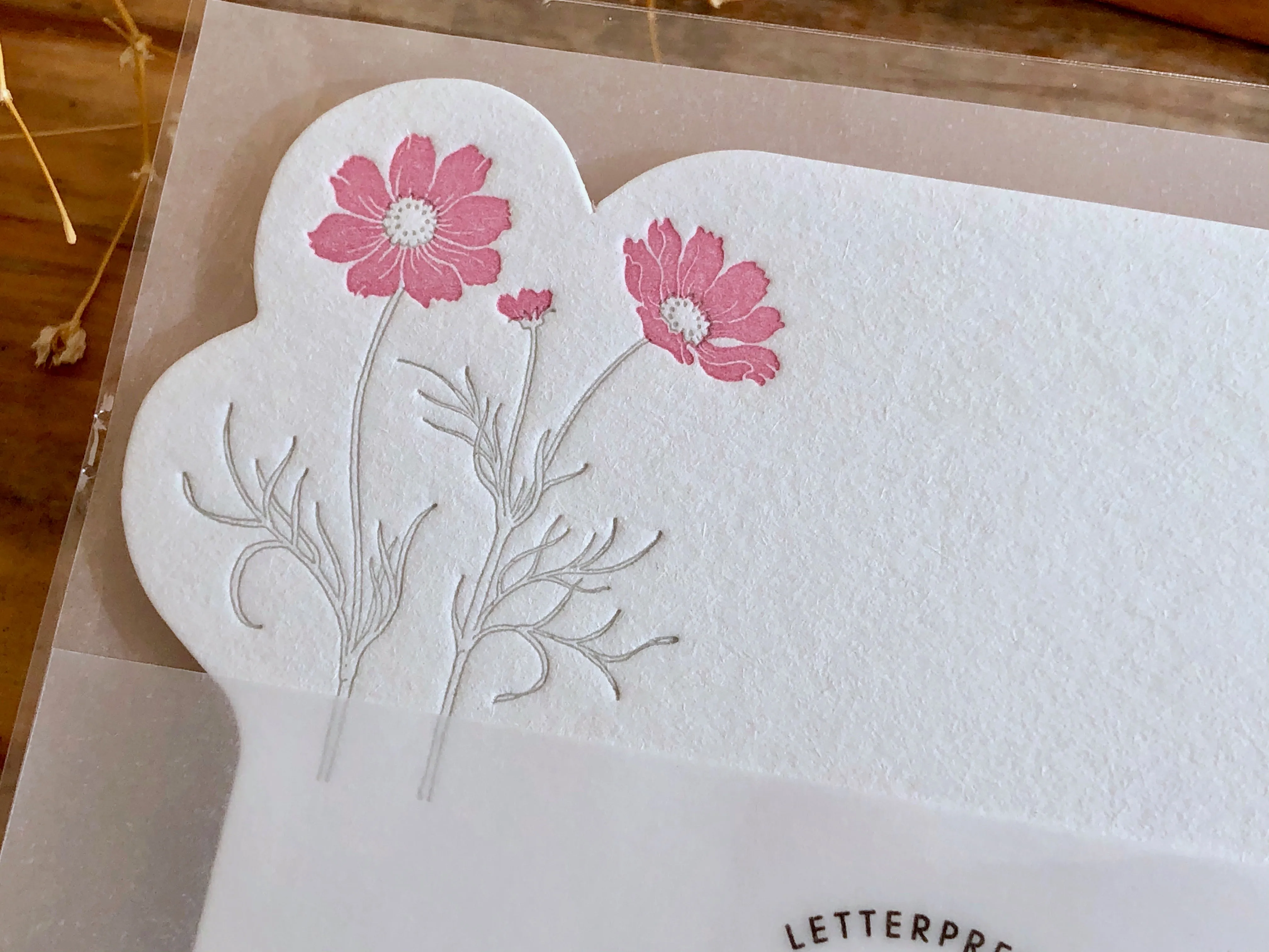 High Quality Letterpressed Washi Flora Mini Message Cards - Cosmos