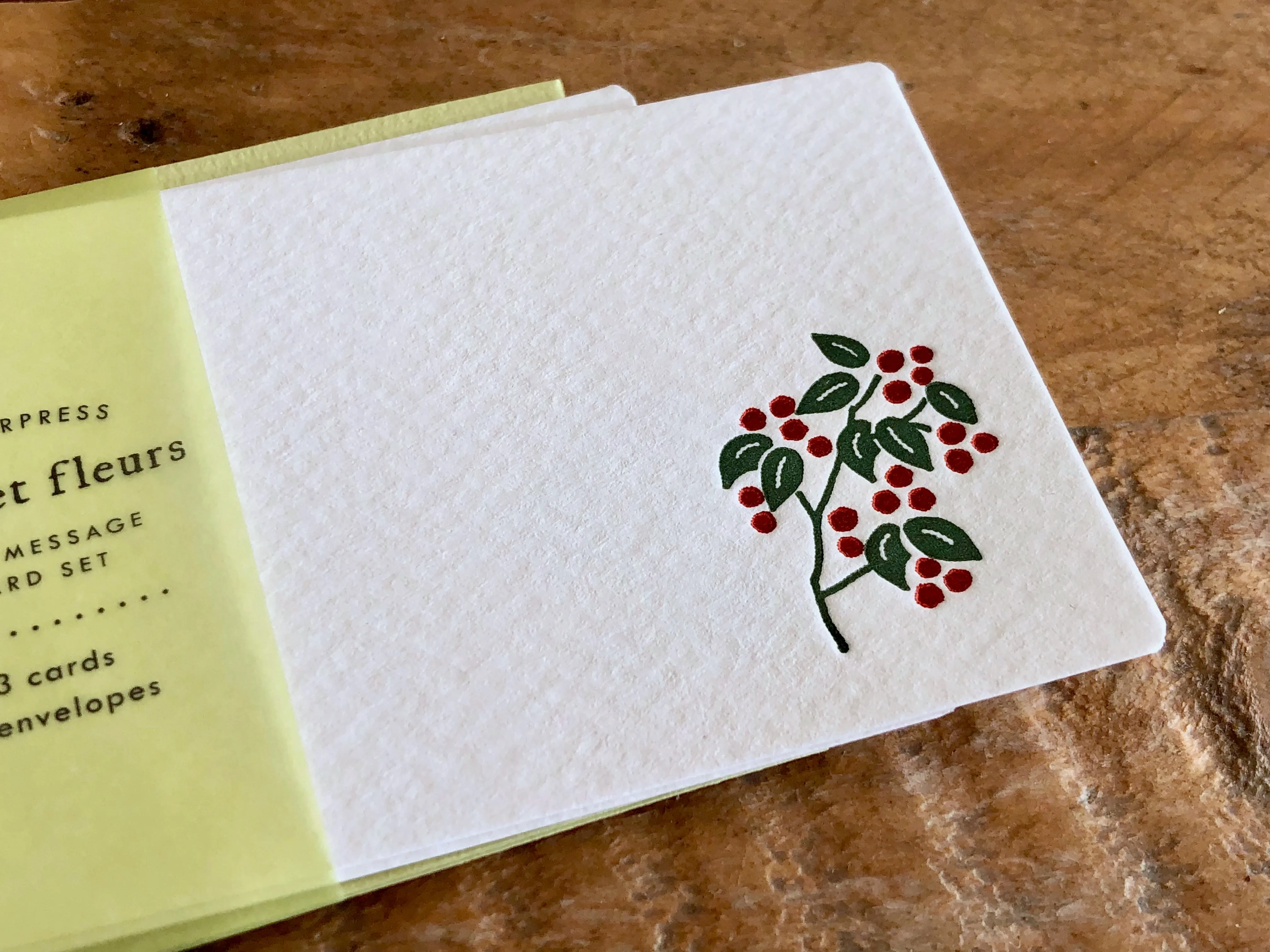 High Quality Letterpressed Washi Flora Mini Message Cards - Mimosa