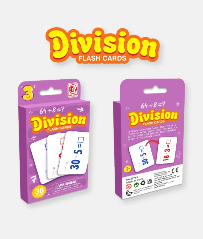 Kids Division Learning Flash Card Set - 36 Cards