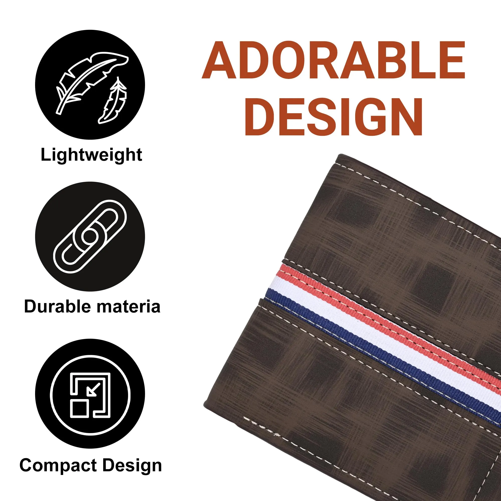 Kuber Industries PU Two Flap Folds Men Purse Wallet | Cash Coins, Credit/Debit Cards Case Holder, Hand Purse for Men | Casual Pocket Wallets for Boys Office & Occasion | KS-5, Brown