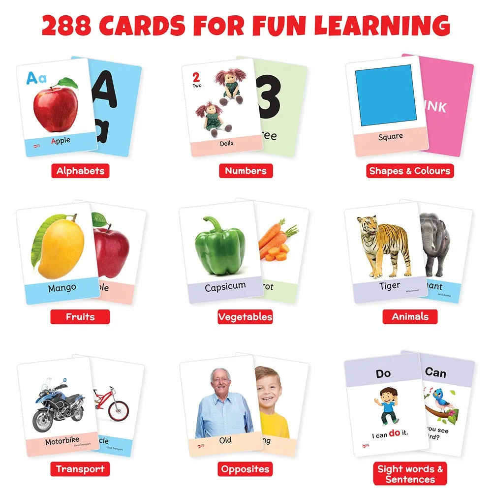 Learning and Educational Big Flash Cards (All-in-One Bundle of 9) | 288 Learning Cards