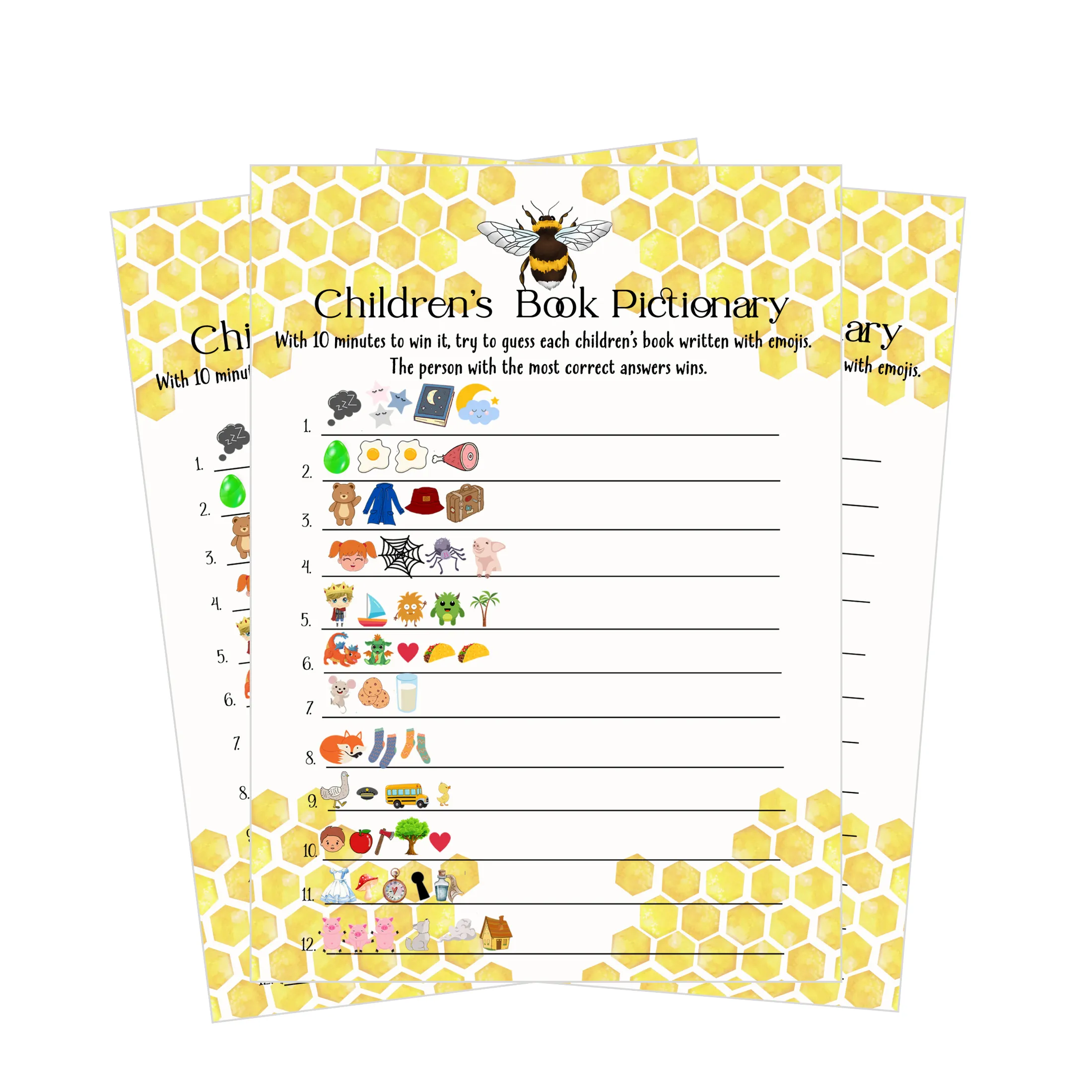 Mama Bee Baby Shower Game - Engaging Pictionary Storybook Guessing Game, Gender Neutral, 25 Card Pack, 5x7 Cards