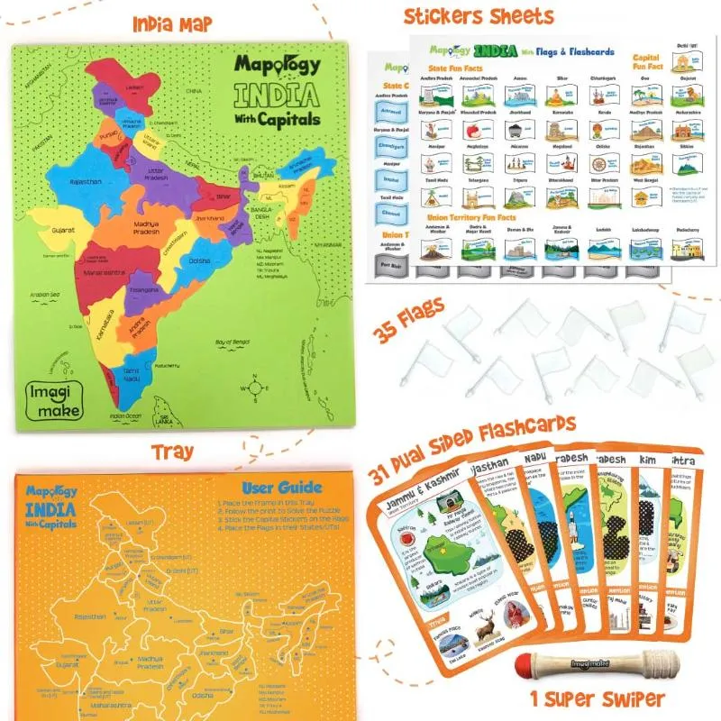 Mapology India with Capitals Flashcards & Puzzles