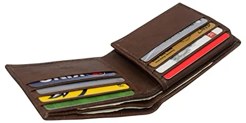 Men's Real Leather RFID Blocking Bifold Wallet Stylish Anti Theft Security With ID Window