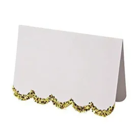 Meri Meri White & Gold Glitter Scalloped Placecards