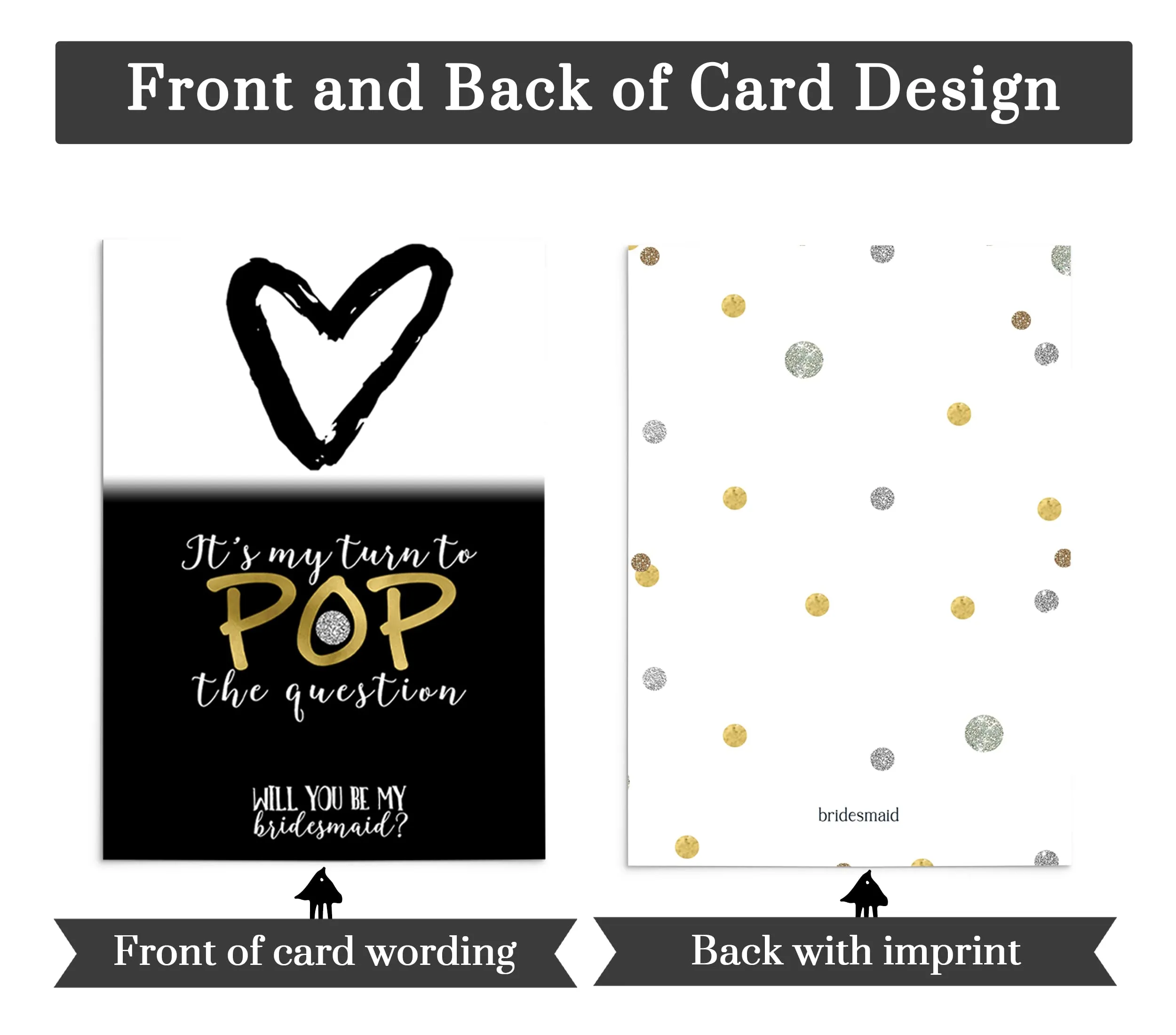 Modern Bridesmaid Scratch-Off Cards (7-Pack) - Black & Gold, Maid of Honor Proposals, Event Supply - Paper Clever Party