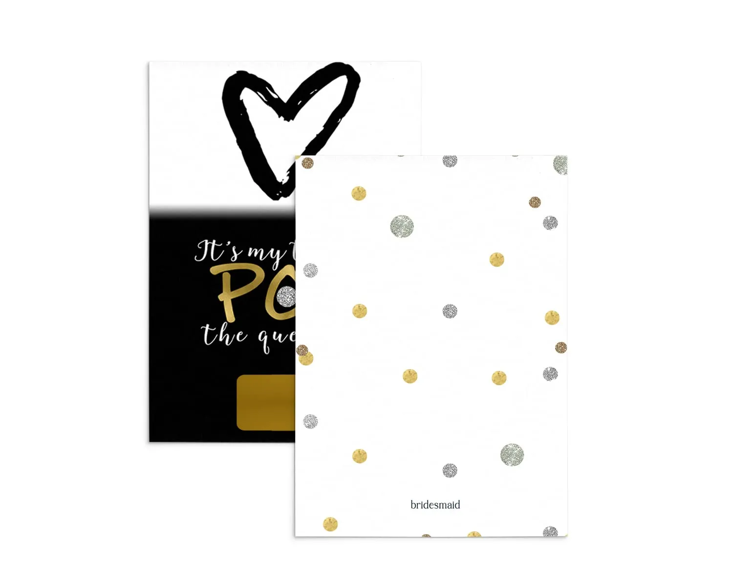 Modern Bridesmaid Scratch-Off Cards (7-Pack) - Black & Gold, Maid of Honor Proposals, Event Supply - Paper Clever Party