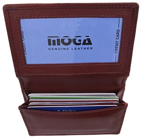 Moga Genuine Leather Business Card Holder Name Card Case Credit Card Wallet with ID Window