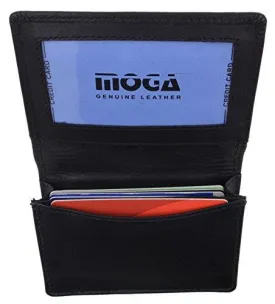 Moga Genuine Leather Business Card Holder Name Card Case Credit Card Wallet with ID Window