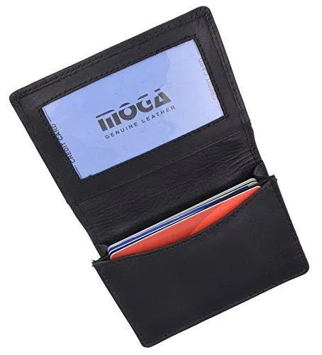 Moga Genuine Leather Business Card Holder Name Card Case Credit Card Wallet with ID Window