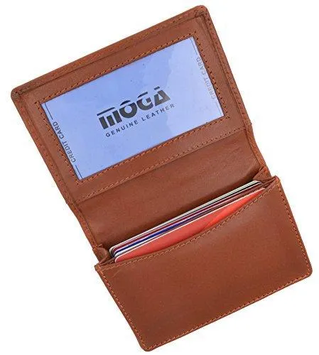 Moga Genuine Leather Business Card Holder Name Card Case Credit Card Wallet with ID Window