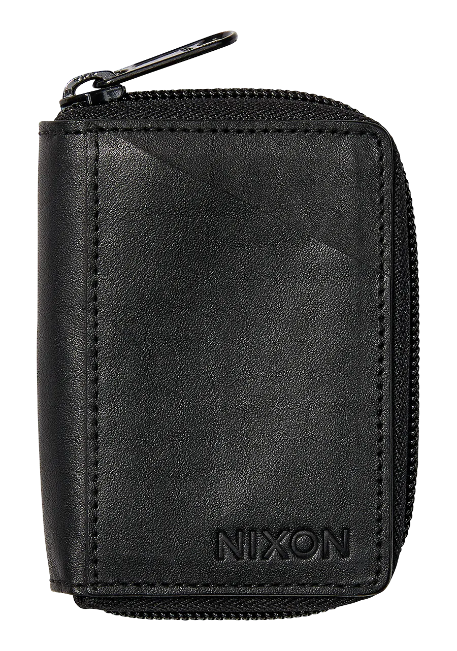 Orbit Zip Card Leather Wallet - Black