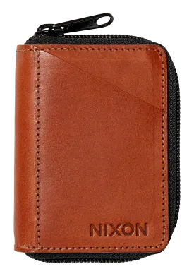 Orbit Zip Card Leather Wallet - Saddle