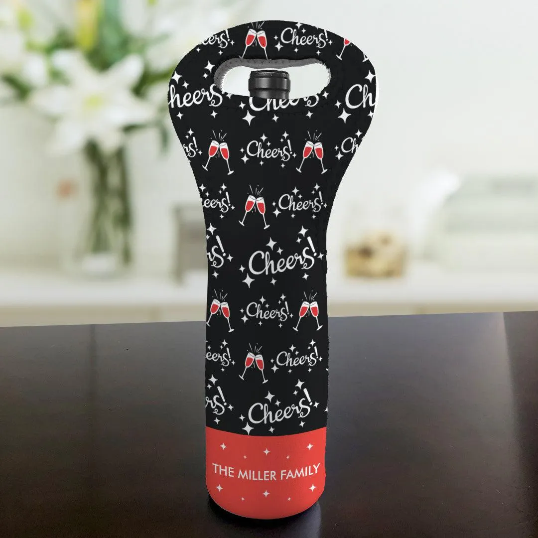 Personalized Christmas Cheers Wine Gift Bag