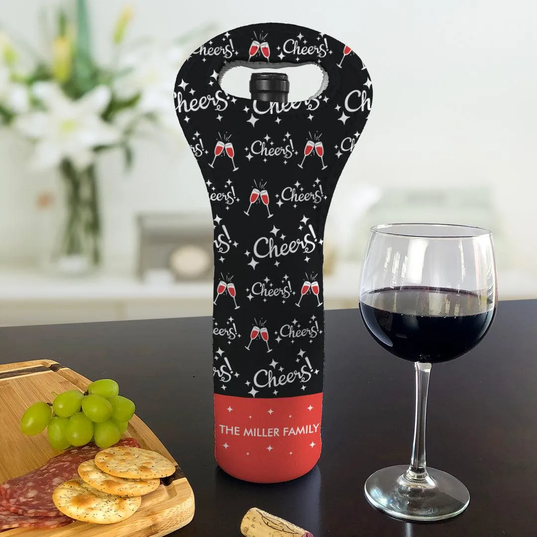 Personalized Christmas Cheers Wine Gift Bag