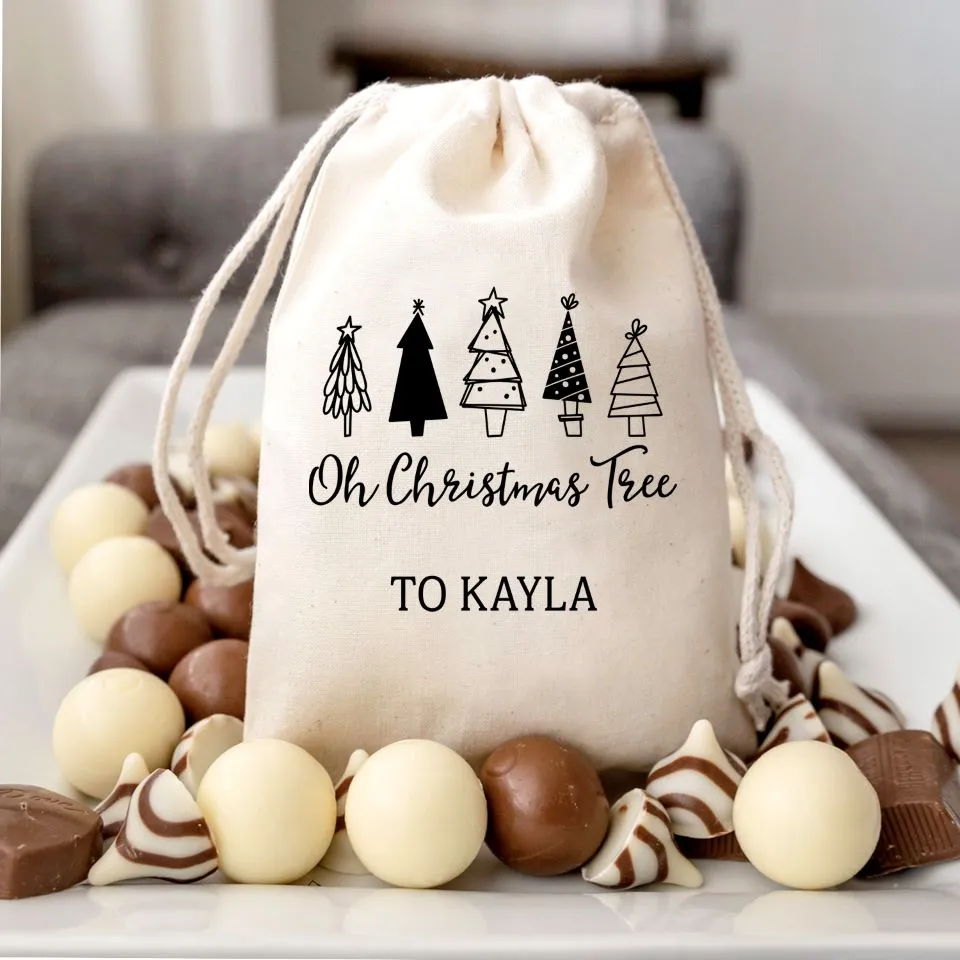 Personalized Drawstring Holiday Gift Bags - Small