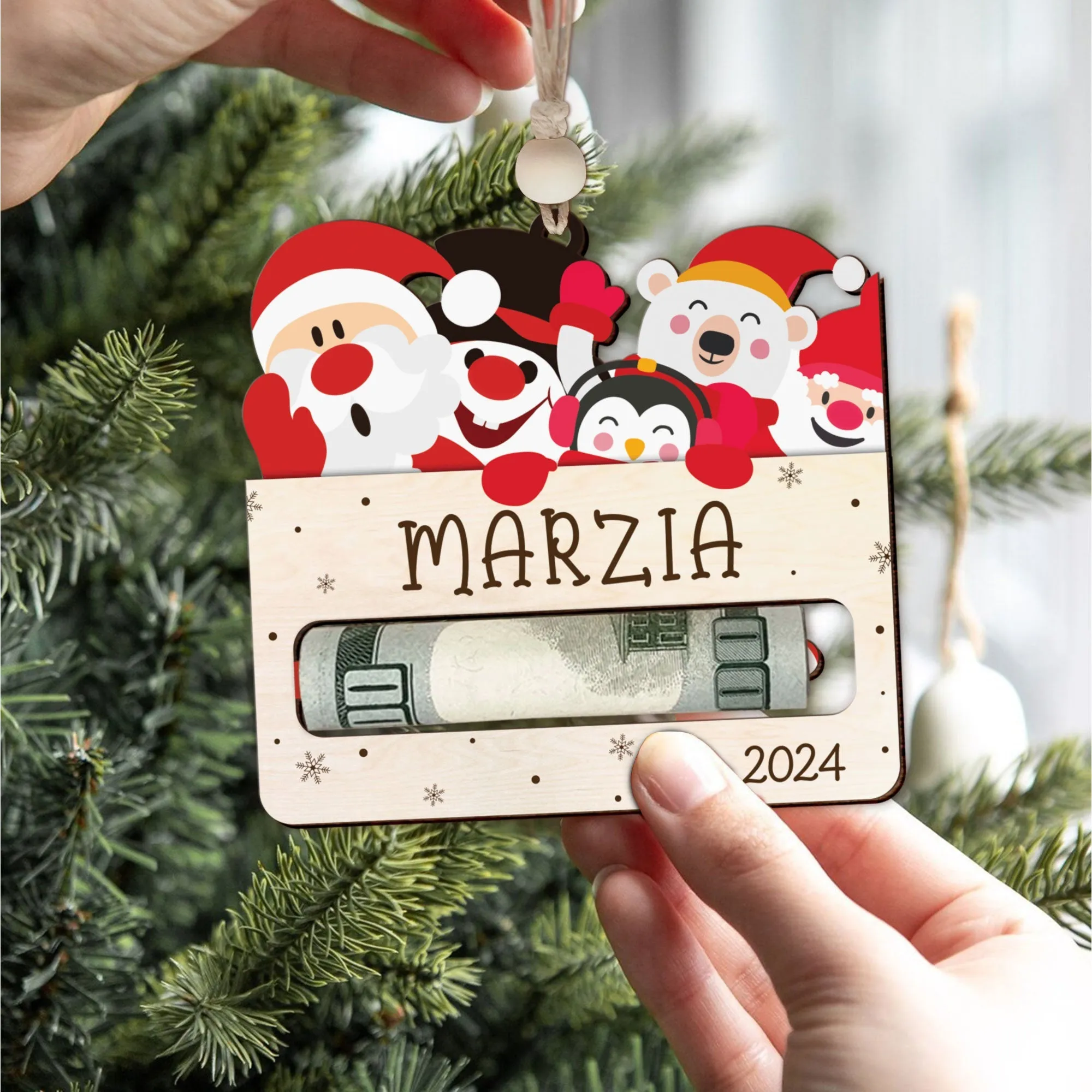 Personalized Money Holder, Custom Christmas money holder, Personalized Name Tag CF118