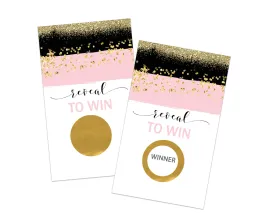 Pink & Gold Scratch Off Game Cards (28 Pack) - Perfect for Showers & Celebrations