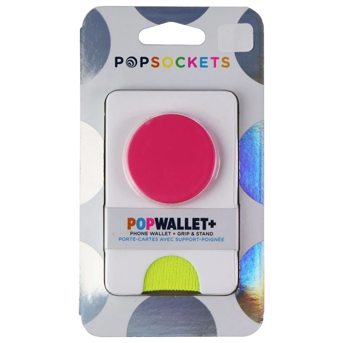 PopSockets PopWallet  with Swappable PopTop - Colorblock White Neon