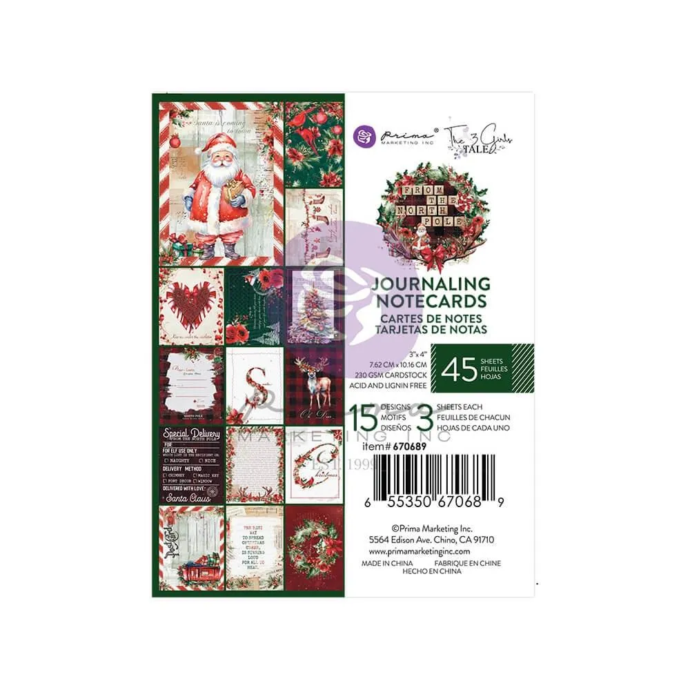 Prima Marketing From The North Pole Journaling Cards 3"X4" 45/Pkg 15 Designs/3 Each