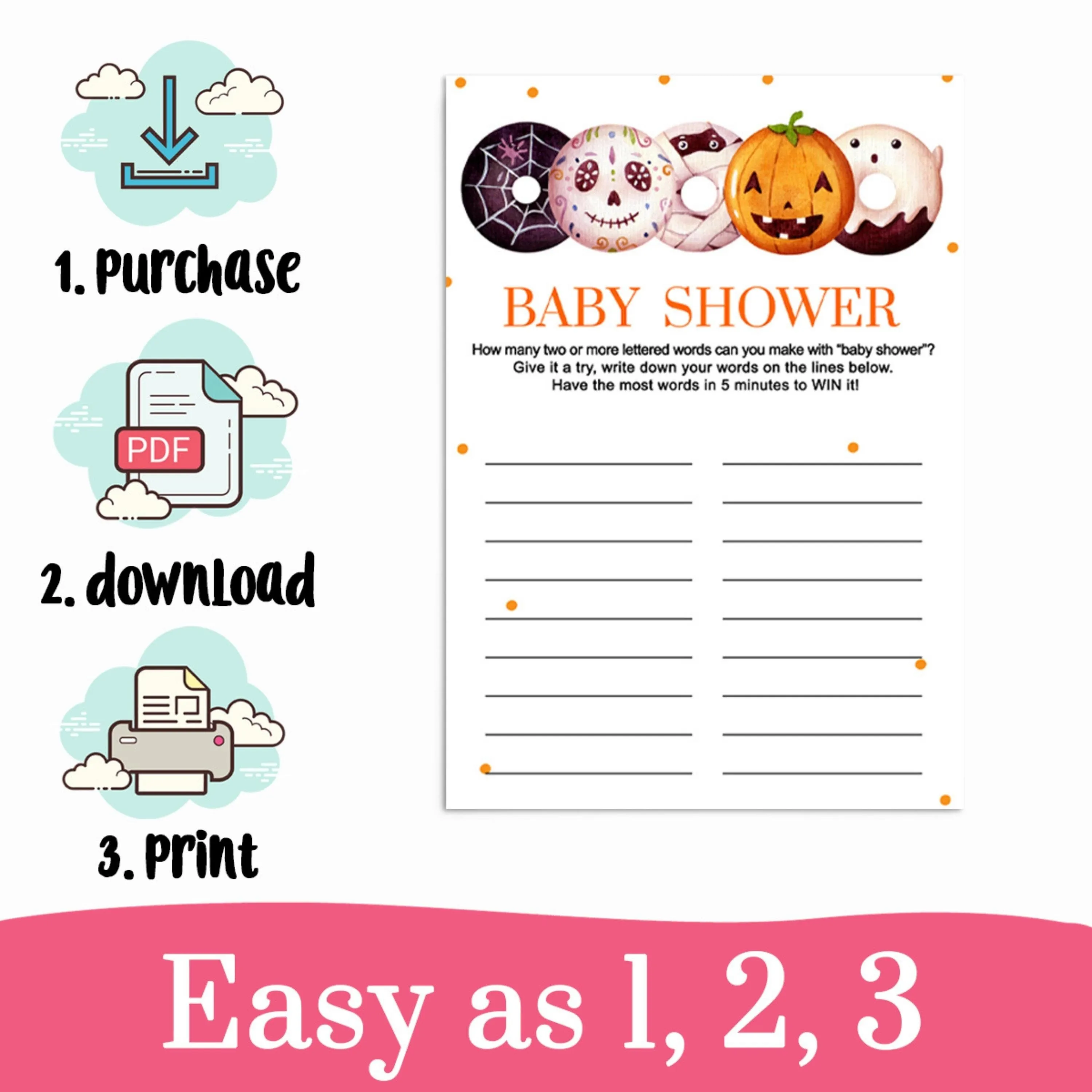 Printable Baby Shower Game - Little Pumpkin Word Challenge