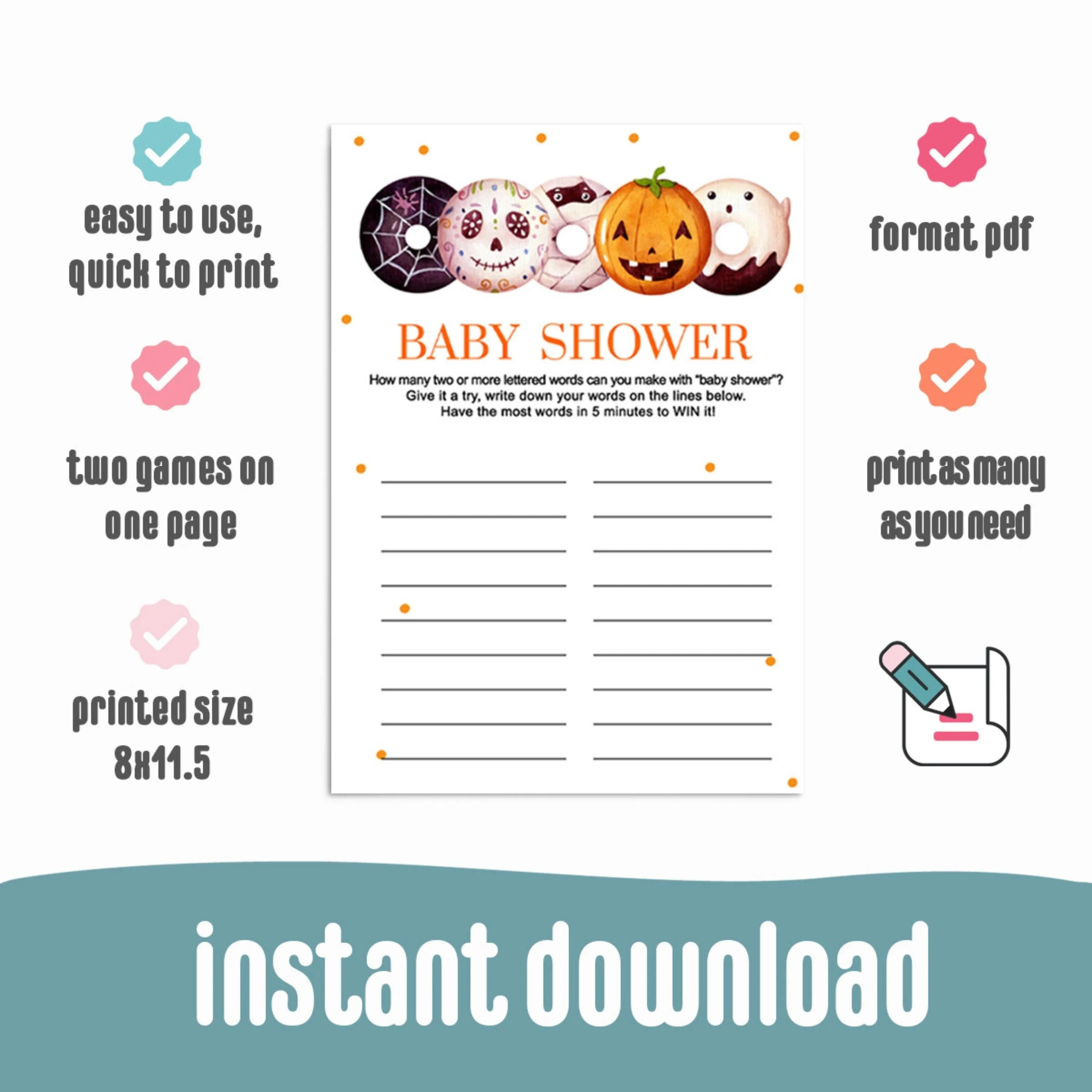 Printable Baby Shower Game - Little Pumpkin Word Challenge