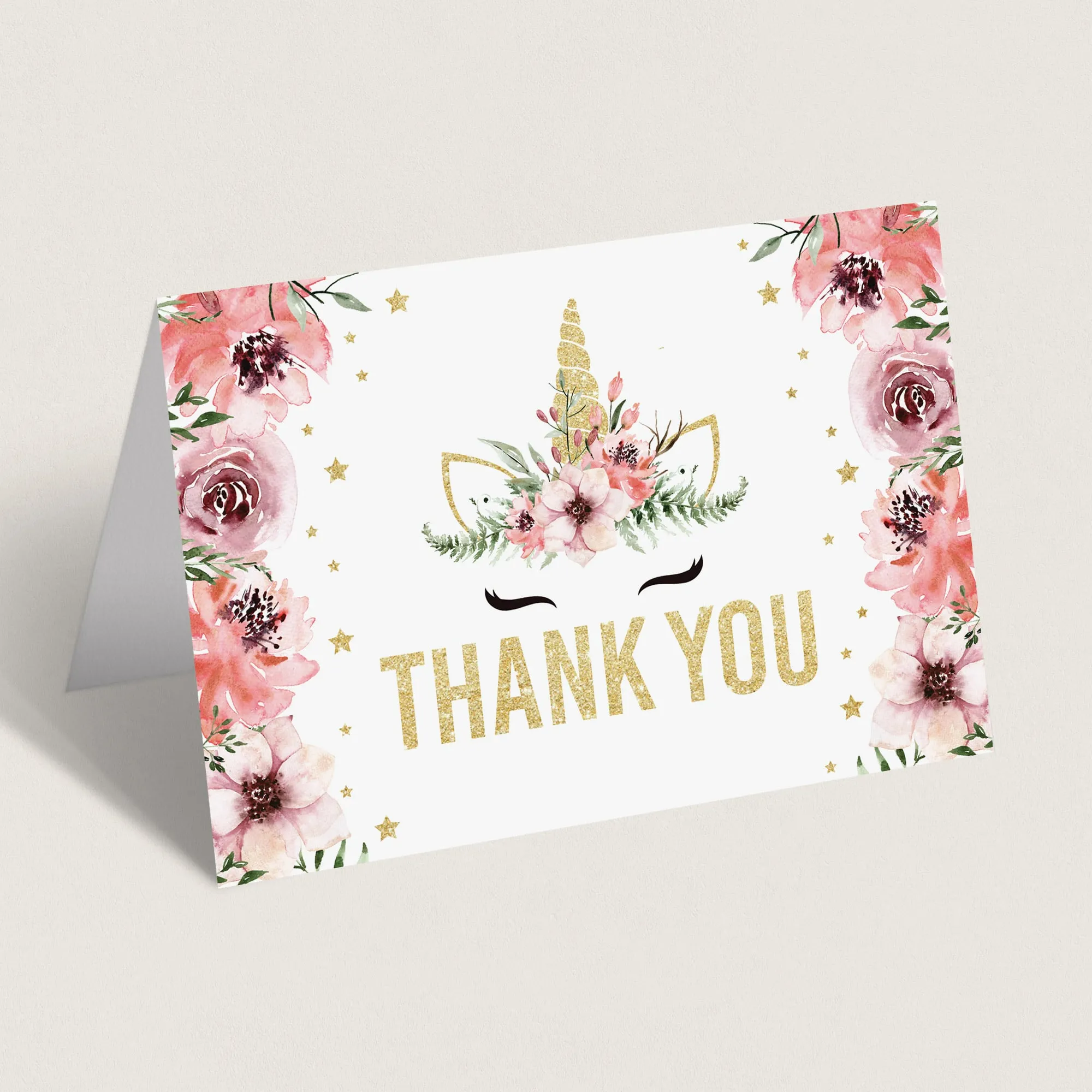 Printable Unicorn Thank You Note Cards Instant Download