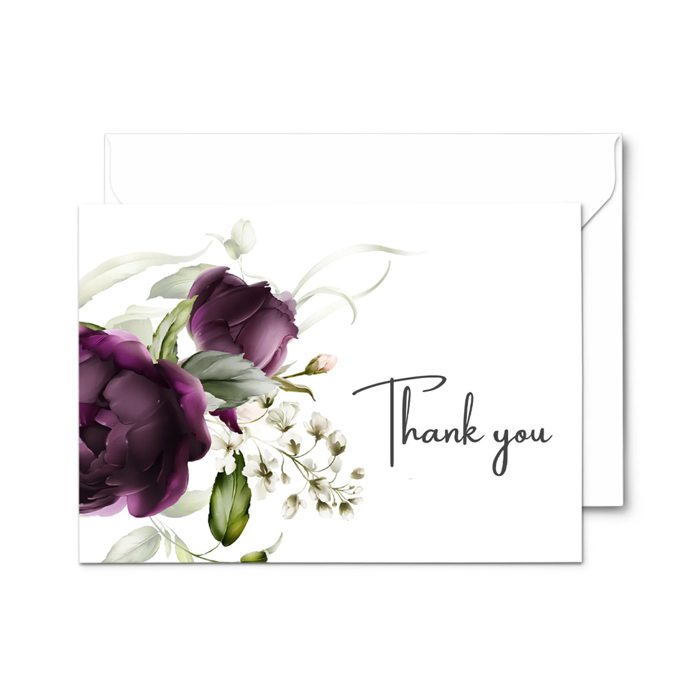 Purple Passion Thank You Cards - 25 Blank Notecards Set with Envelopes for Every Occasion