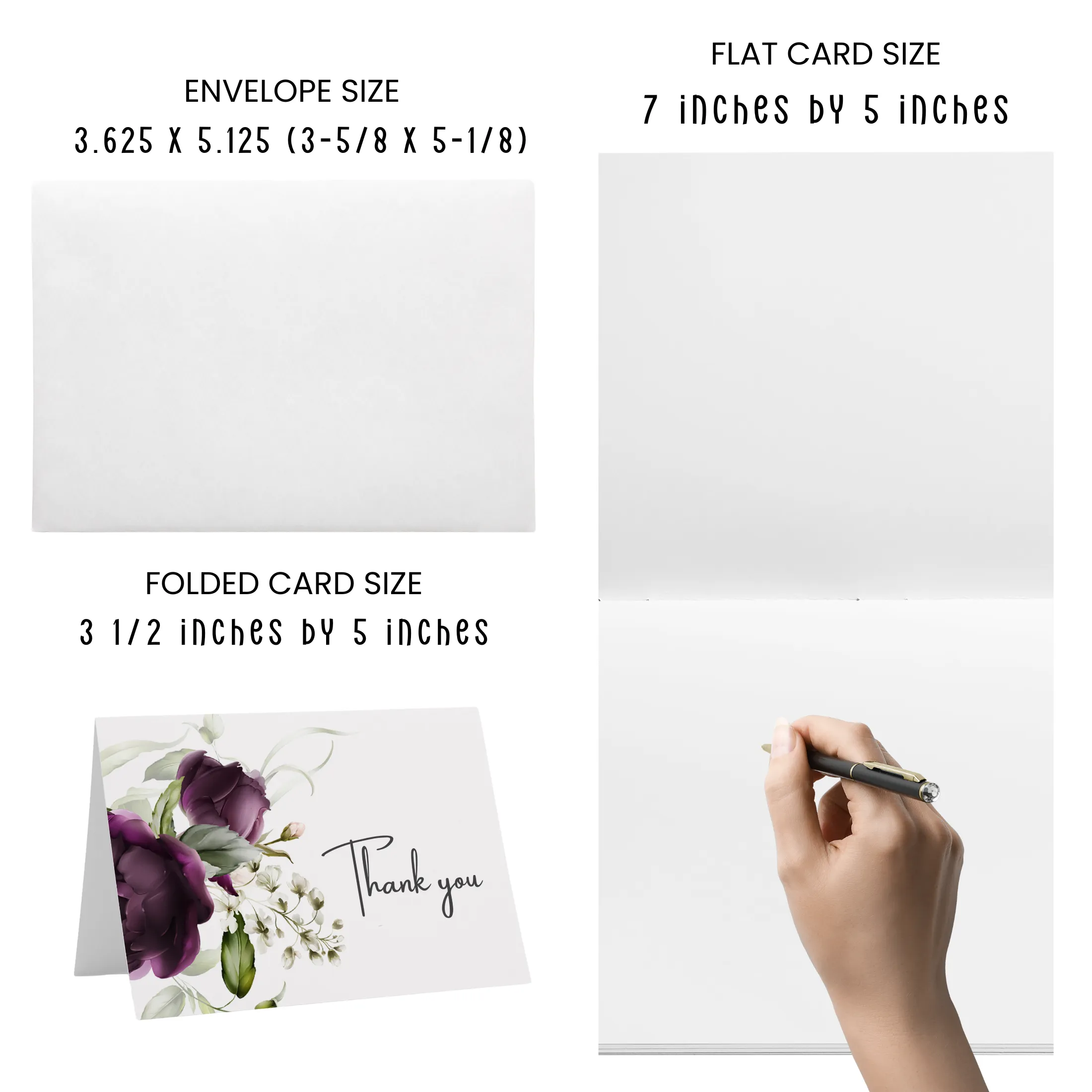 Purple Passion Thank You Cards - 25 Blank Notecards Set with Envelopes for Every Occasion