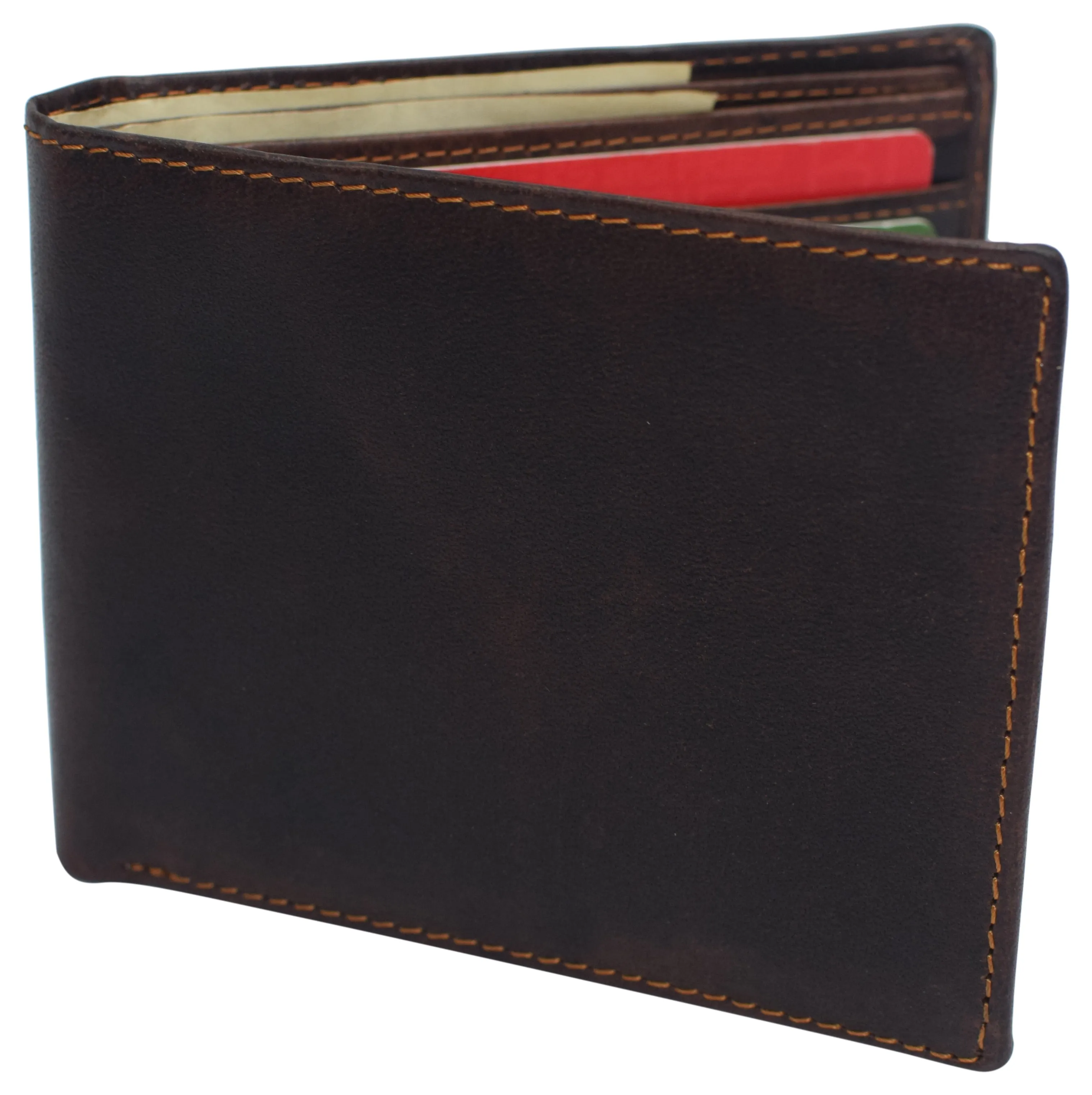 Real Leather Mens Slim Bifold Wallet RFID Blocking Front Pocket Wallets for Men