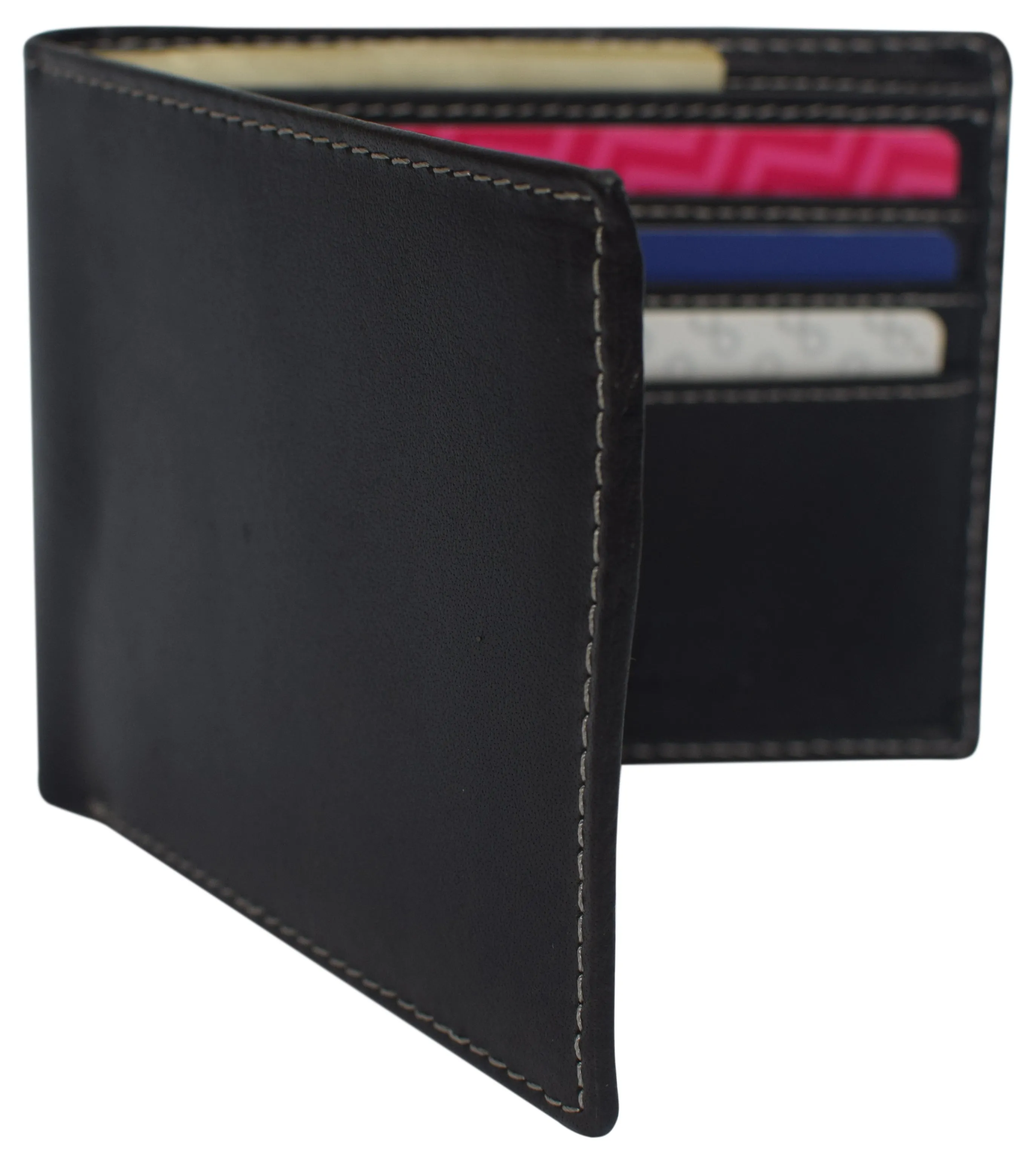 Real Leather Mens Slim Bifold Wallet RFID Blocking Front Pocket Wallets for Men