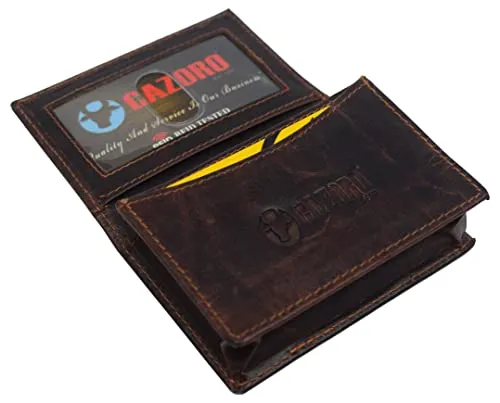 RFID70BF RFID Blocking Buffalo Leather Business Card Case Holder for Men & Women