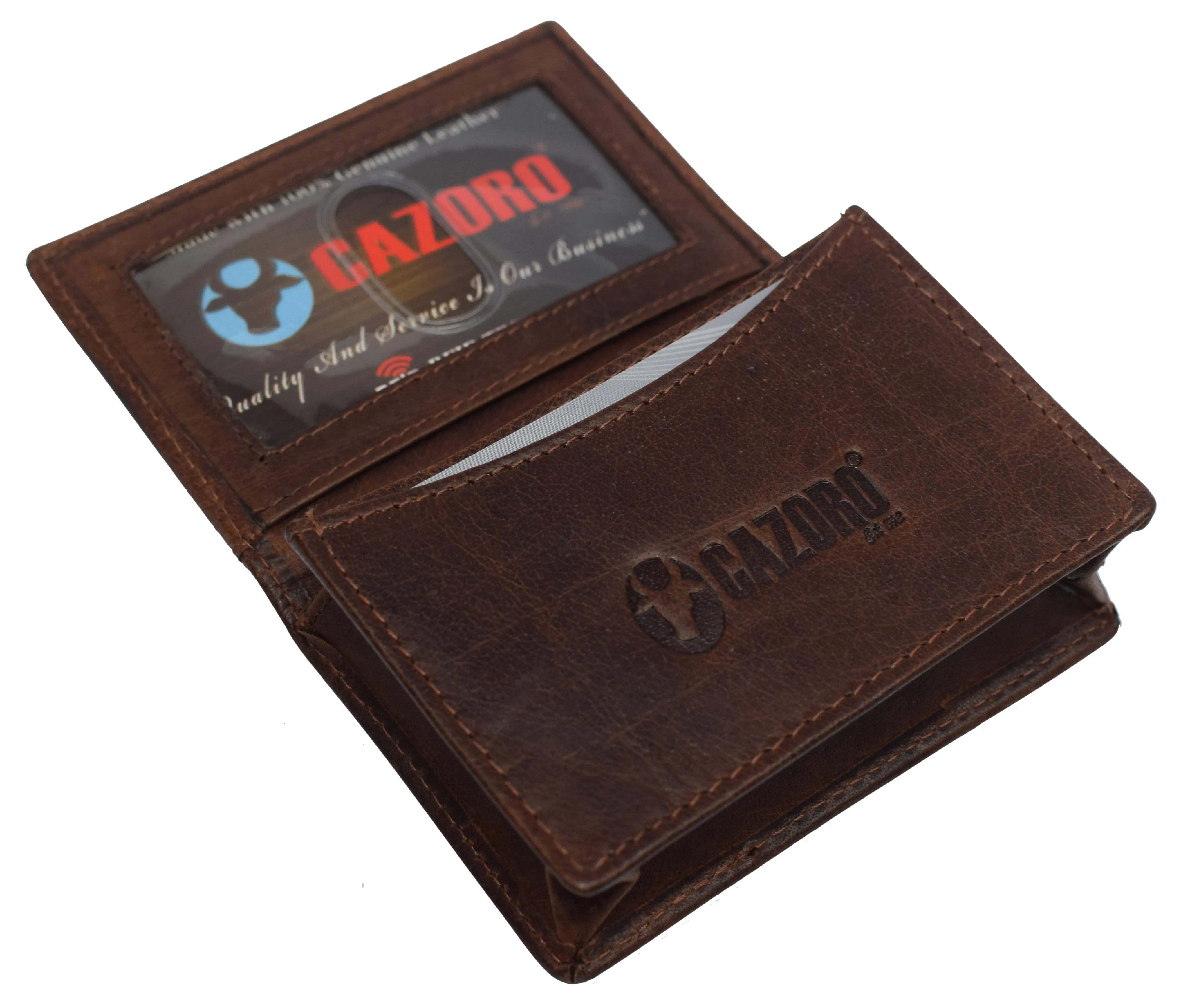 RFID70BF RFID Blocking Buffalo Leather Business Card Case Holder for Men & Women