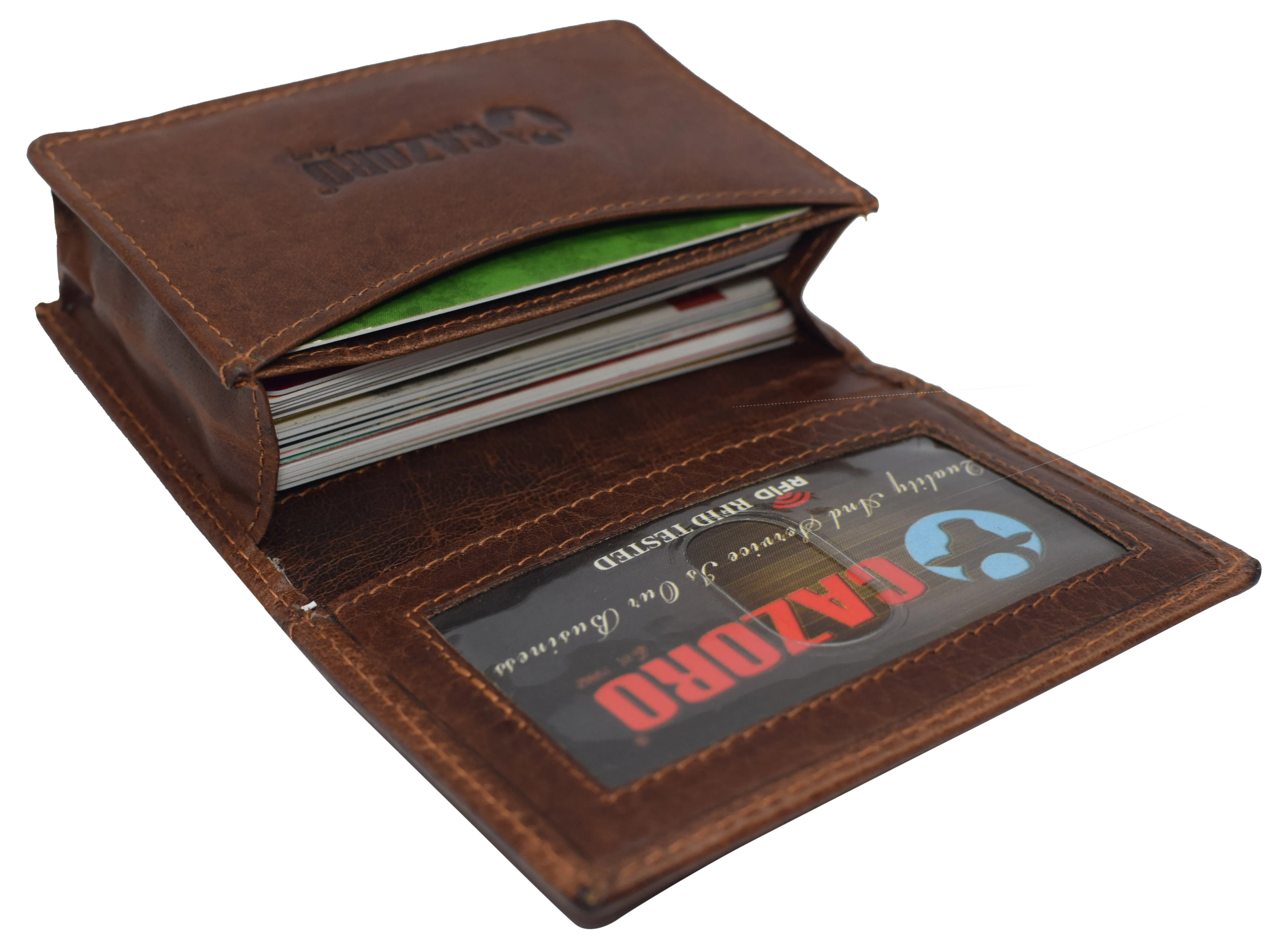 RFID70BF RFID Blocking Buffalo Leather Business Card Case Holder for Men & Women