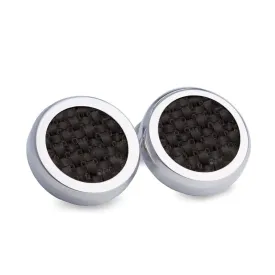 Round Black Carbon Fibre Button Covers