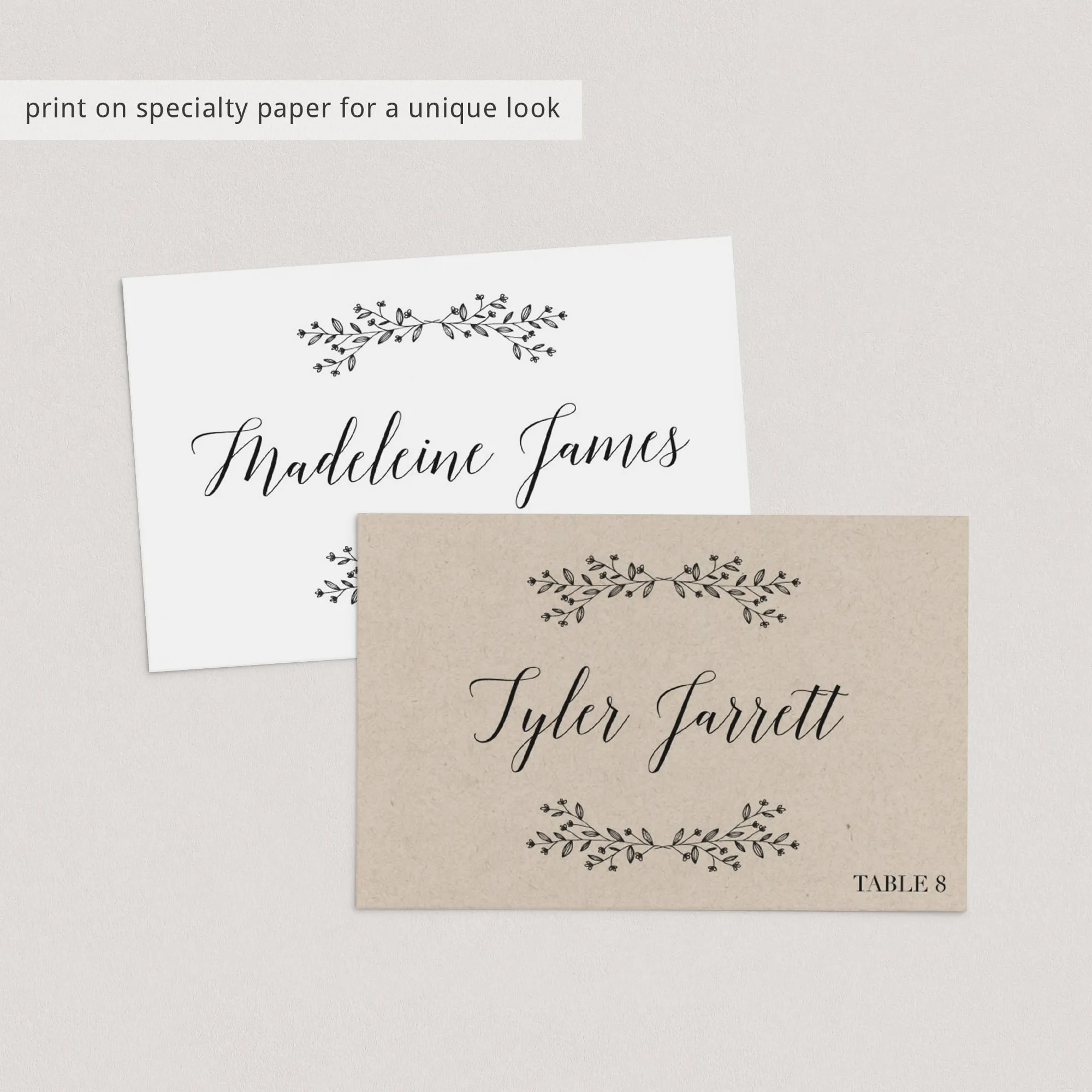 Rustic Place Cards Template Instant Download