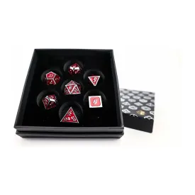 Serif Red/Silver - Metal RPG Dice Set (LPG)