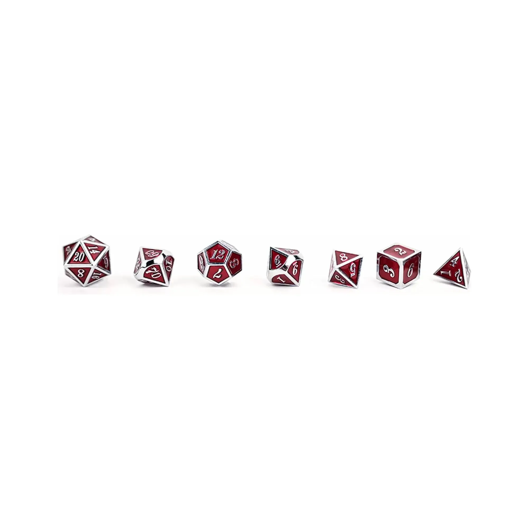 Serif Red/Silver - Metal RPG Dice Set (LPG)