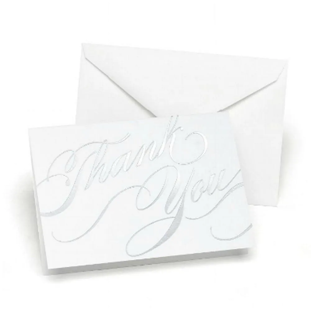 Silver Foil Swirls Thank You Cards with White Envelopes