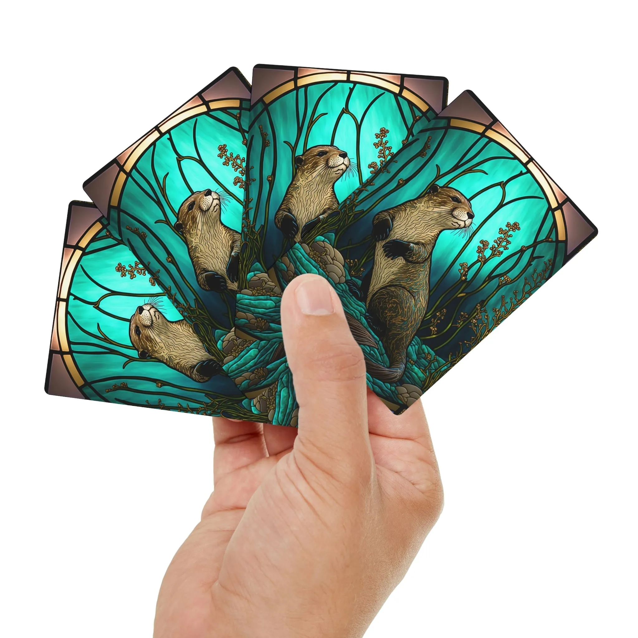 Stained Glass Otter Lake Poker Playing Cards