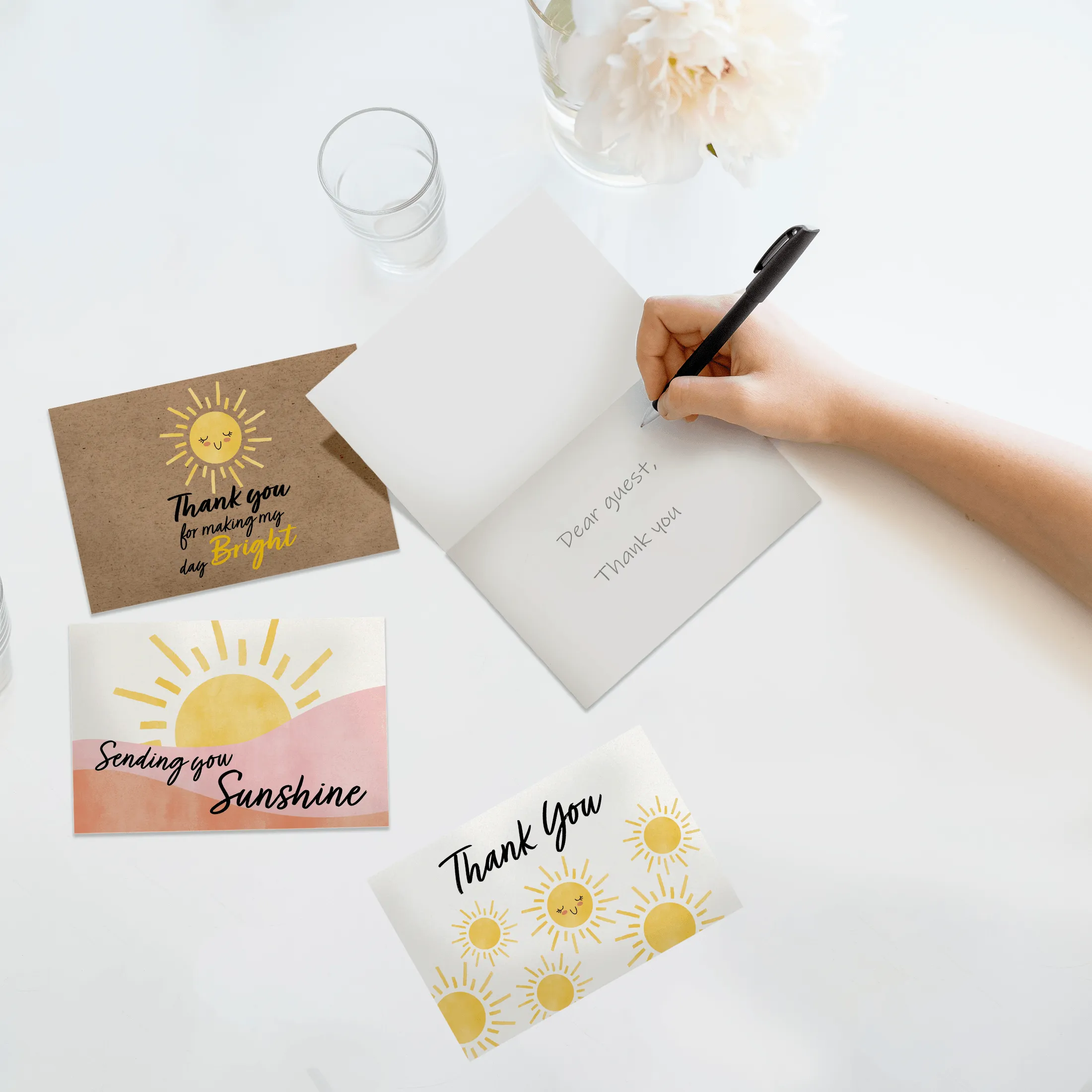 Sunshine Thank You Cards with Envelopes