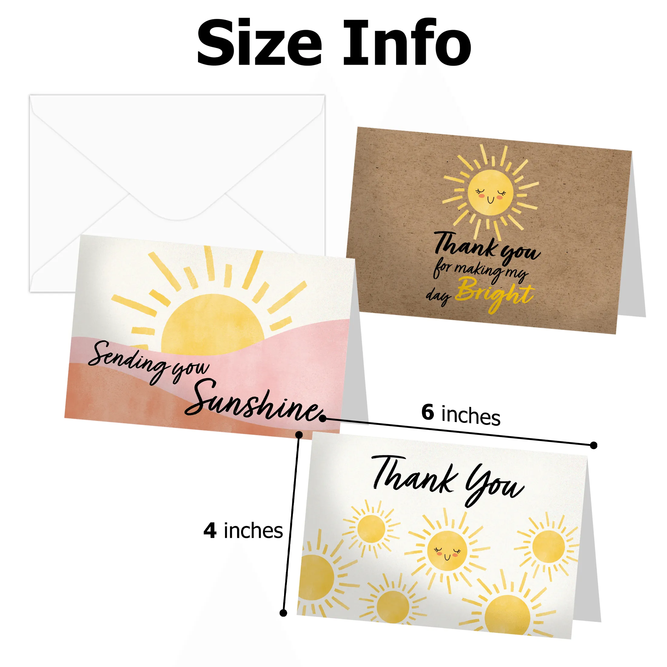 Sunshine Thank You Cards with Envelopes