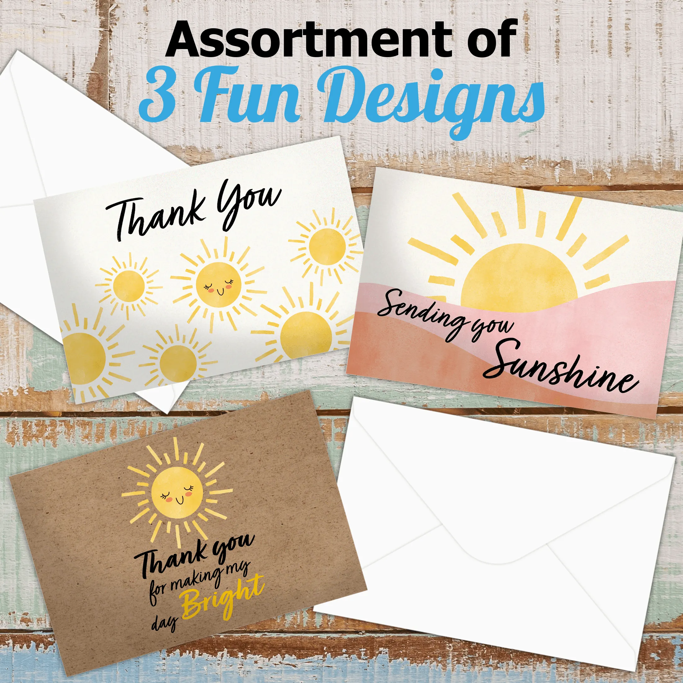 Sunshine Thank You Cards with Envelopes