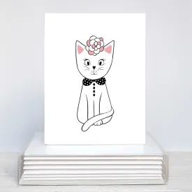 Sweet Kitty with Flower Bow Blank Note Card Set