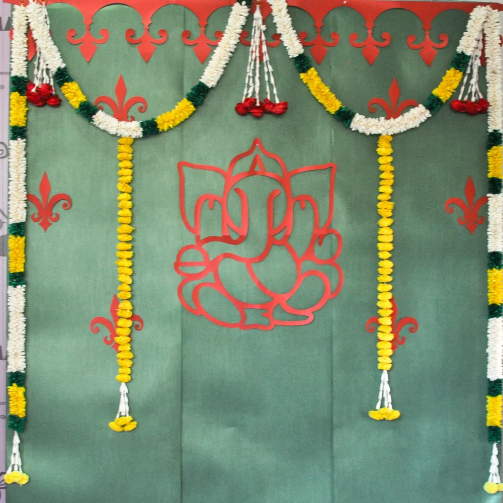 Traditional Ganesh Backdrop Kit - Green