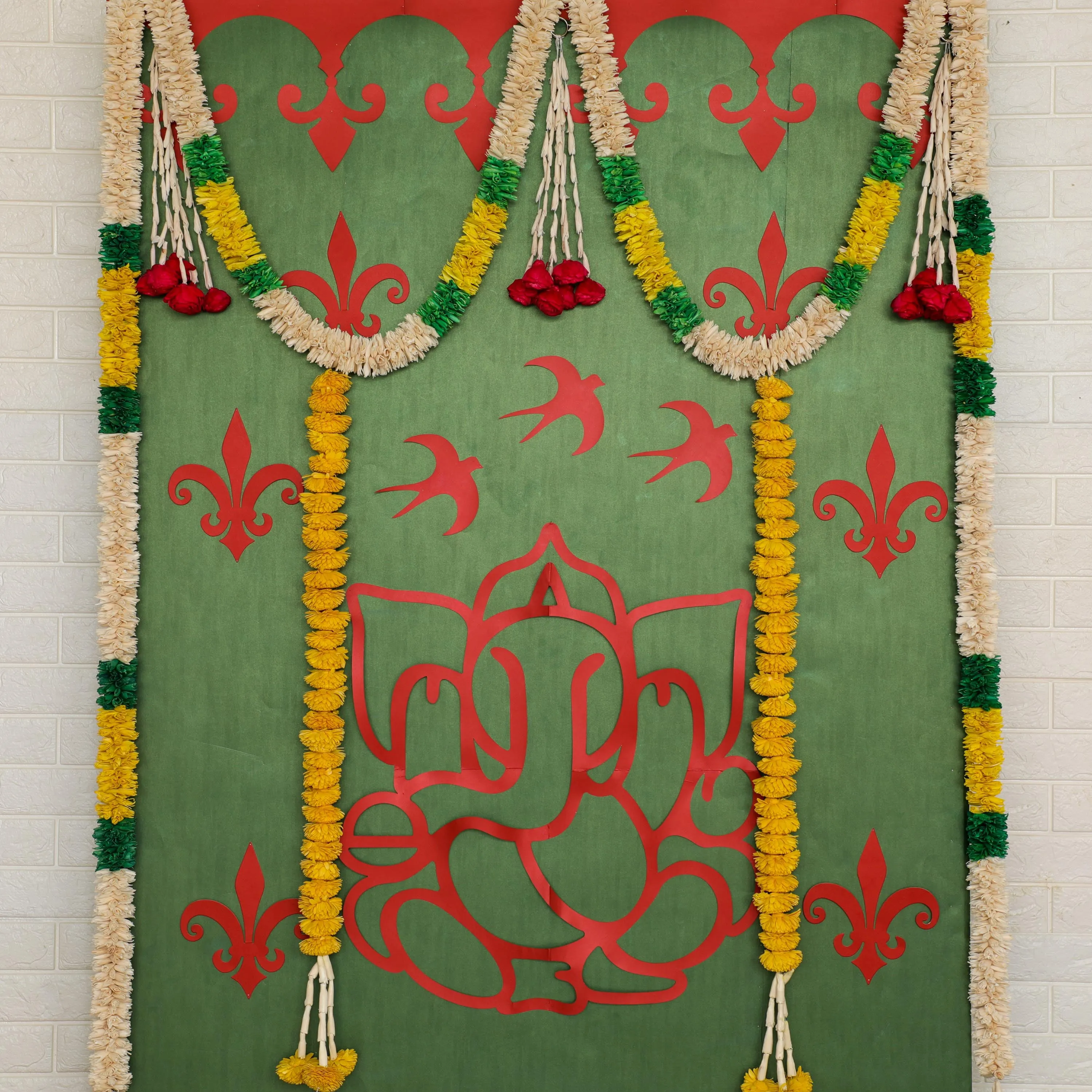 Traditional Ganesh Backdrop Kit - Green