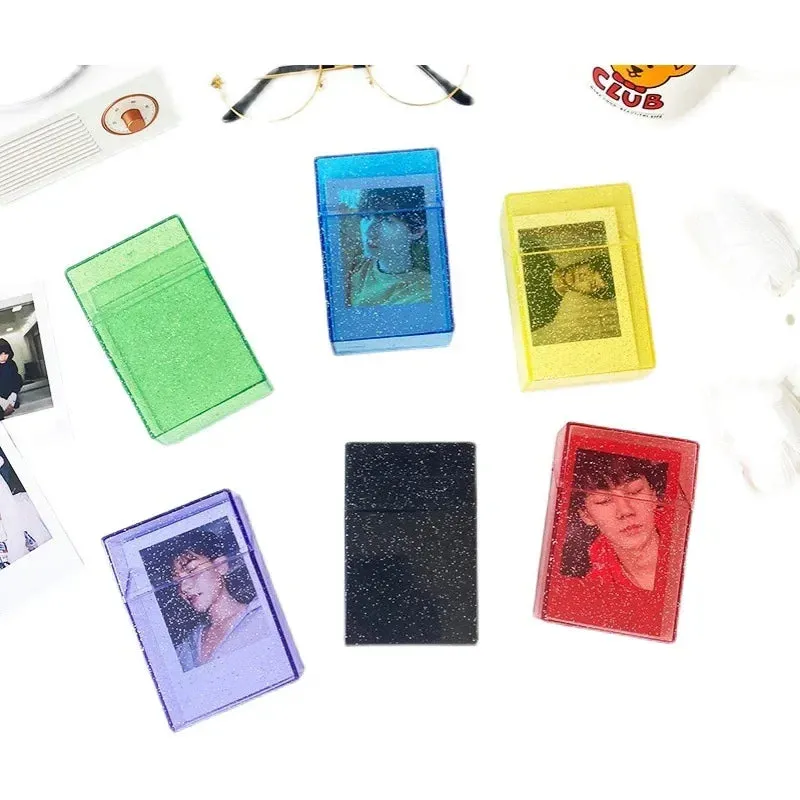 Transparent Glitter Photo Card Storage Box Holder