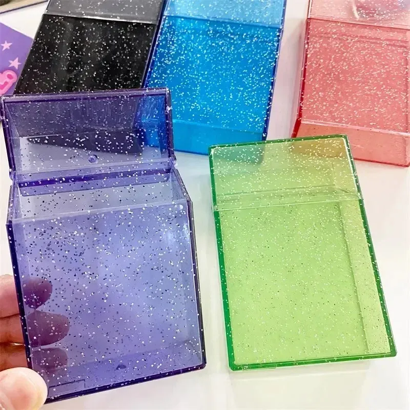 Transparent Glitter Photo Card Storage Box Holder